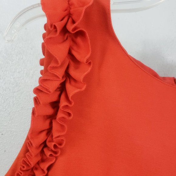 Trina Turk Size 10 Lined Mini Ruffle Zip Back Sleeveless Halter Shift Dress - Picture 3 of 14